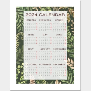 2024 watercolor leaves wall calendar Posters and Art